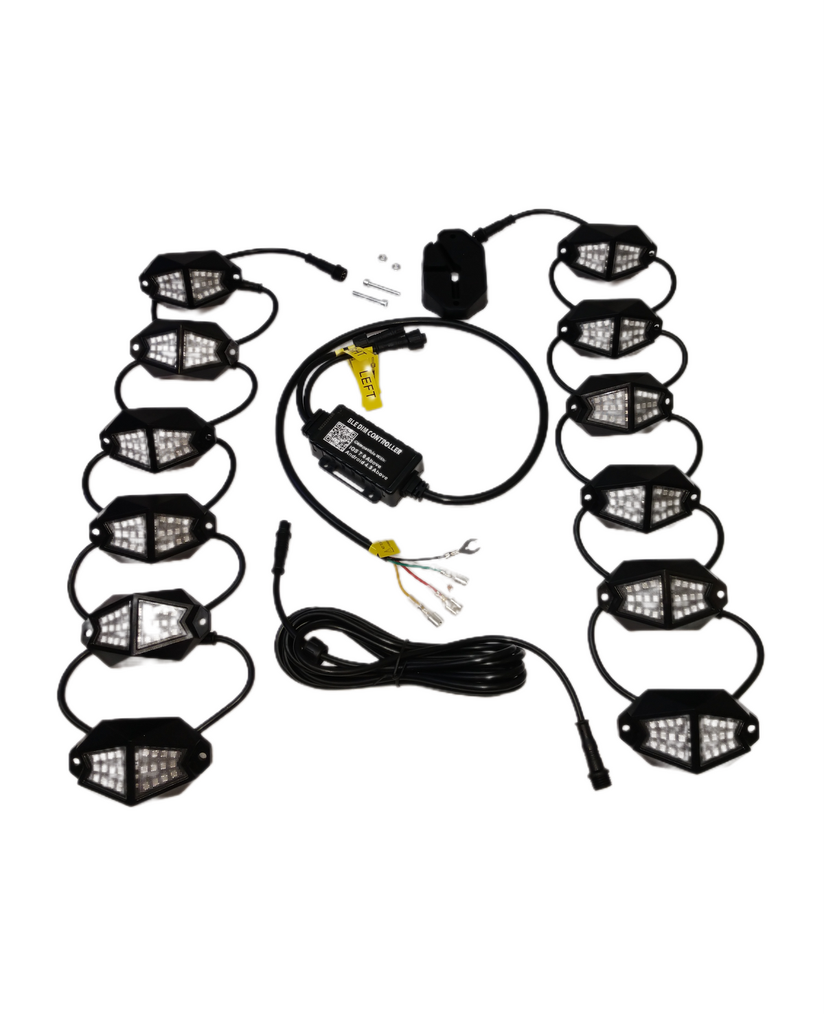 Bluetooth Custom Color Wide-Angle Rock Light Kit w/Brake & Turn Signal Functions