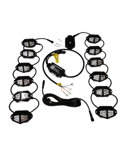 Bluetooth Custom Color Wide-Angle Rock Light Kit w/Brake & Turn Signal Functions