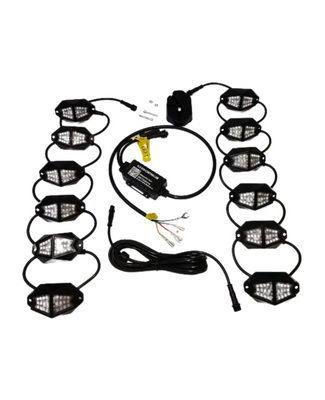 Bluetooth Custom Color Wide-Angle Rock Light Kit w/Brake & Turn Signal Functions