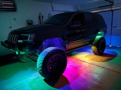 Bluetooth Custom Color Wide-Angle Rock Light Kit w/Brake & Turn Signal Functions