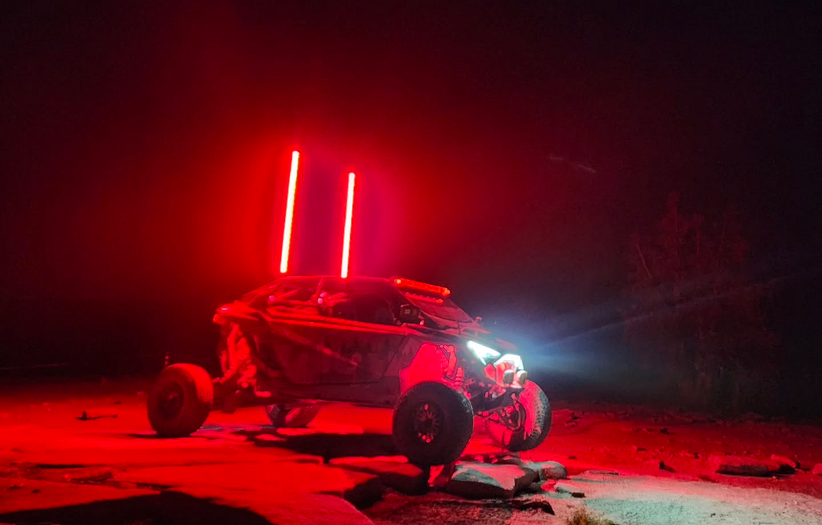 Bluetooth & Remote Multicolor LED Whips for UTV's w/Brake & Turn Signal Function