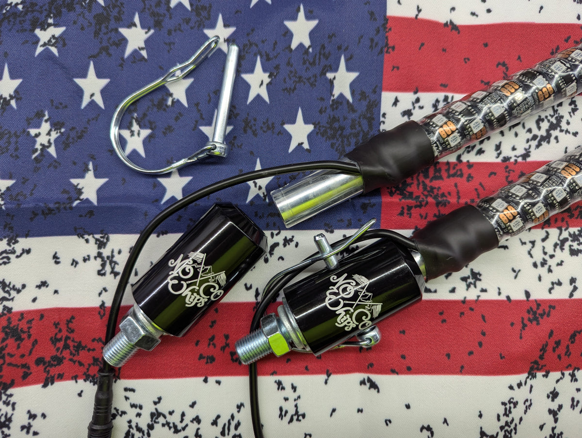 Bluetooth & Remote Multicolor LED Whips for UTV's w/Brake & Turn Signal Function