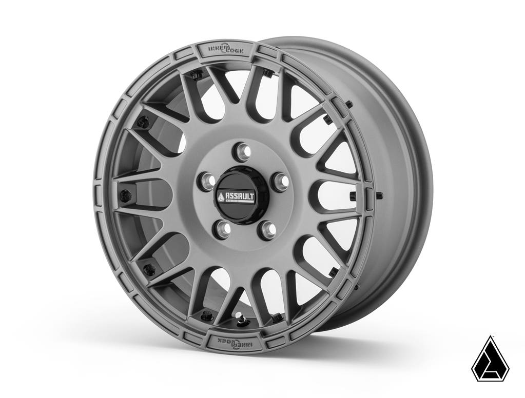 Sticky XT Warrior Tires 32x10x15 on 15x7 Assault Industries Hellfire Matte Titanium Wheels 4/156 Pattern
