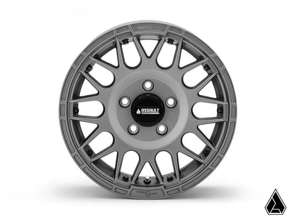 Sticky XT Warrior Tires 32x10x15 on 15x7 Assault Industries Hellfire Matte Titanium Wheels 4/156 Pattern