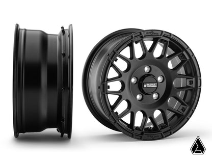 Standard XT Warrior Tires 30x10x15 on 15x7 Assault Industries Hellfire Satin Black Wheels 4/156 Pattern