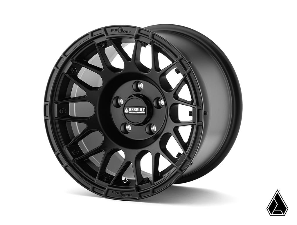 Sticky XT Warrior Tires 35x10x15 on 15x10 Assault Industries Hellfire Satin Black Wheels 5/4.5 Pattern