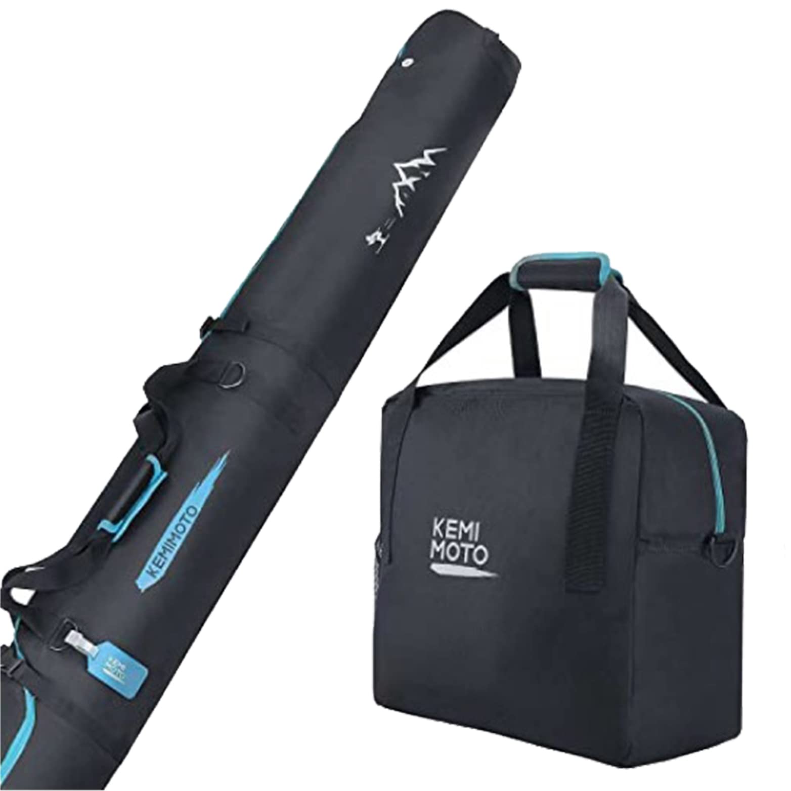 Ski Bag and Boot Bag Combo for Air Travel, Fit Skis Up to 200cm - Kemimoto
