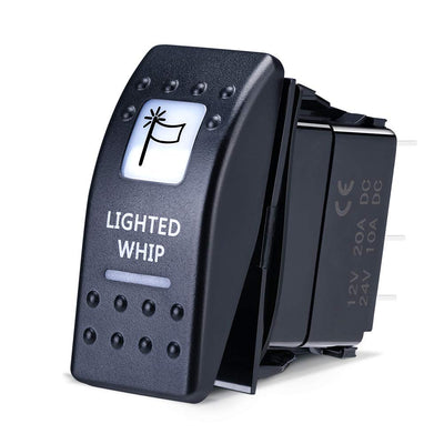 Lighted Whip Illuminated Marine Rocker Switch 12V