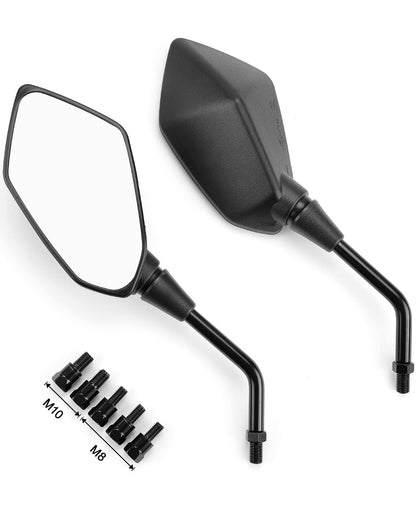 Motorcycle Mirrors, Convex Handlebar Rear View Side Mirror with M8 M10 Bolt - Kemimoto