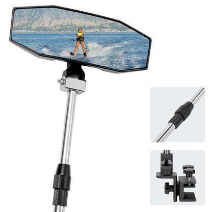 360Â° Adjustable Boat Rear Mirror with Telescoping Pole 4.5"x8" - Kemimoto