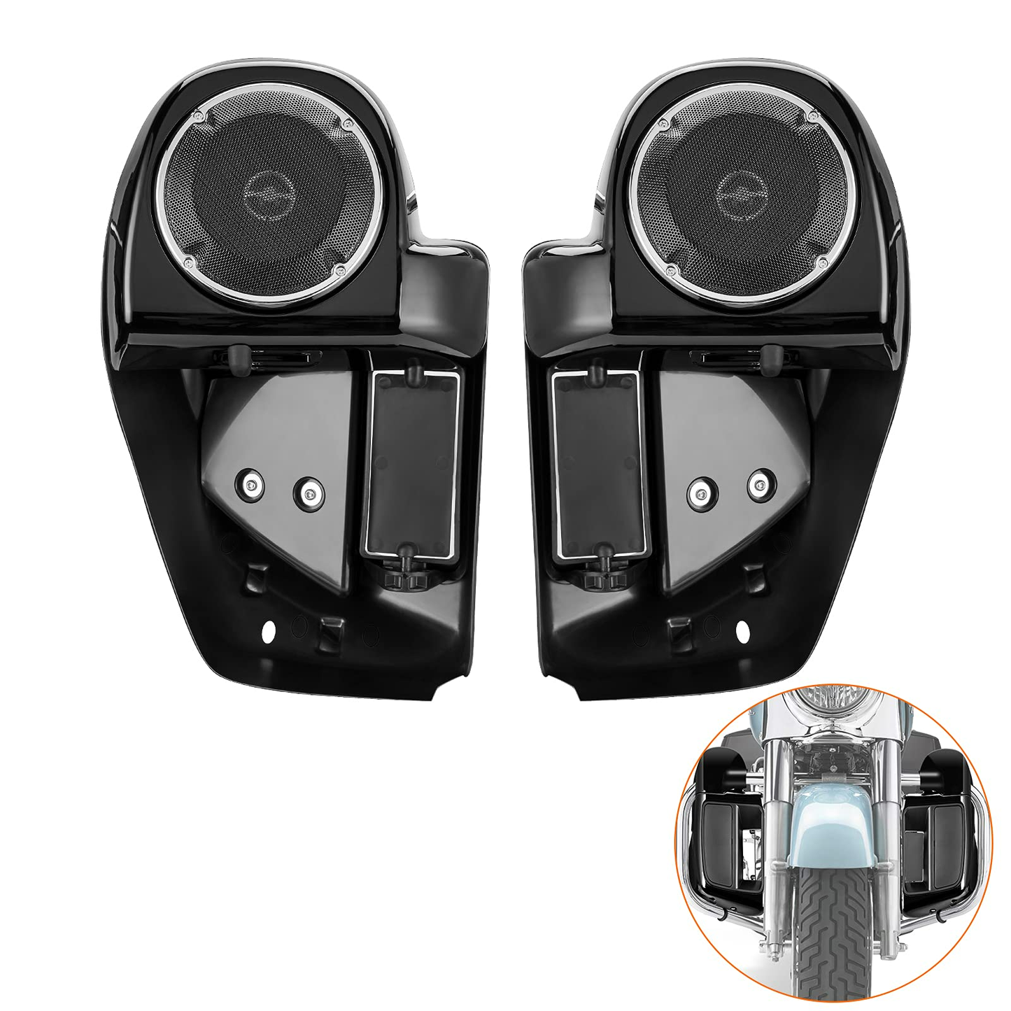 Harley Lower Vented Leg Fairings With Speakers - Kemimoto
