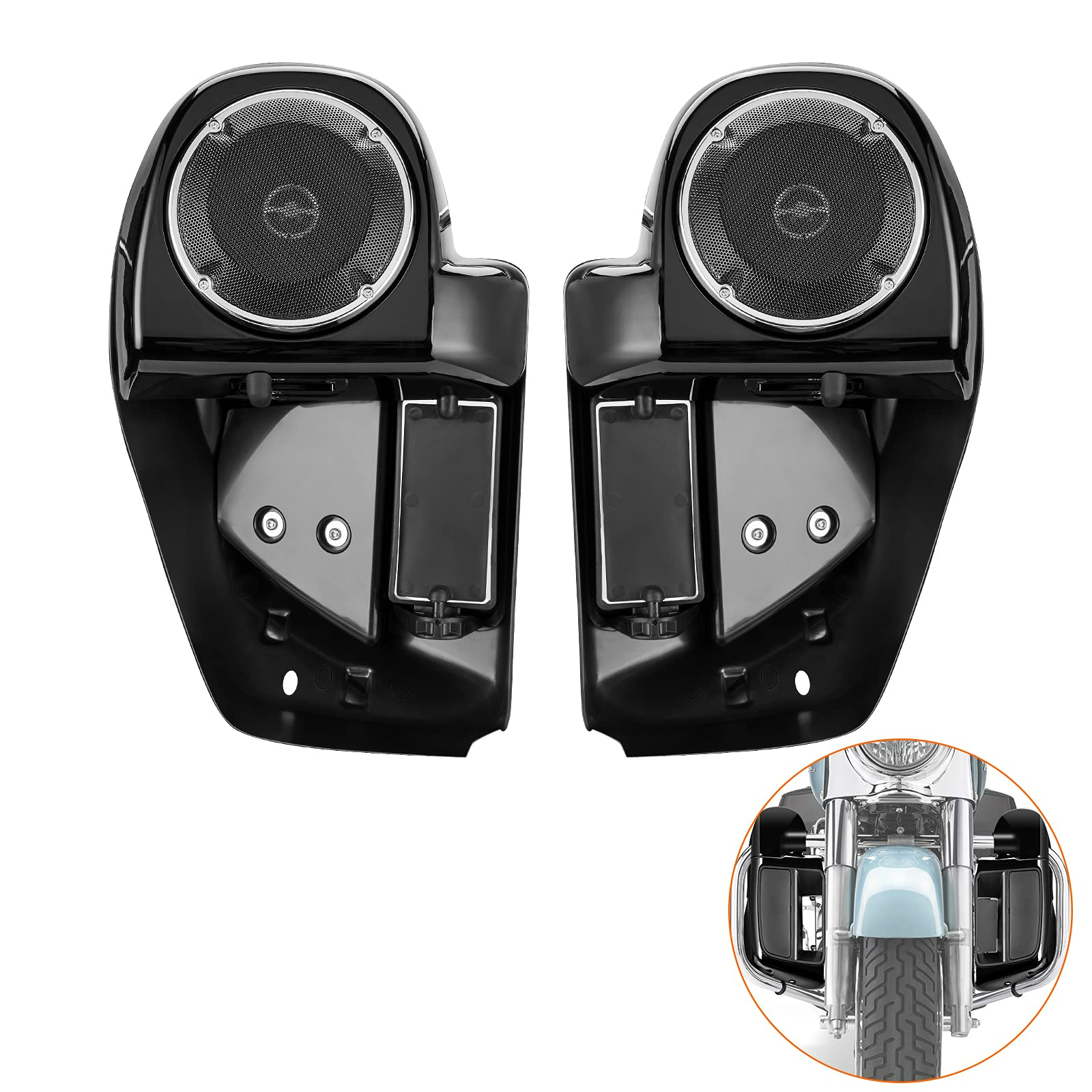 Harley Lower Vented Leg Fairings With Speakers - Kemimoto