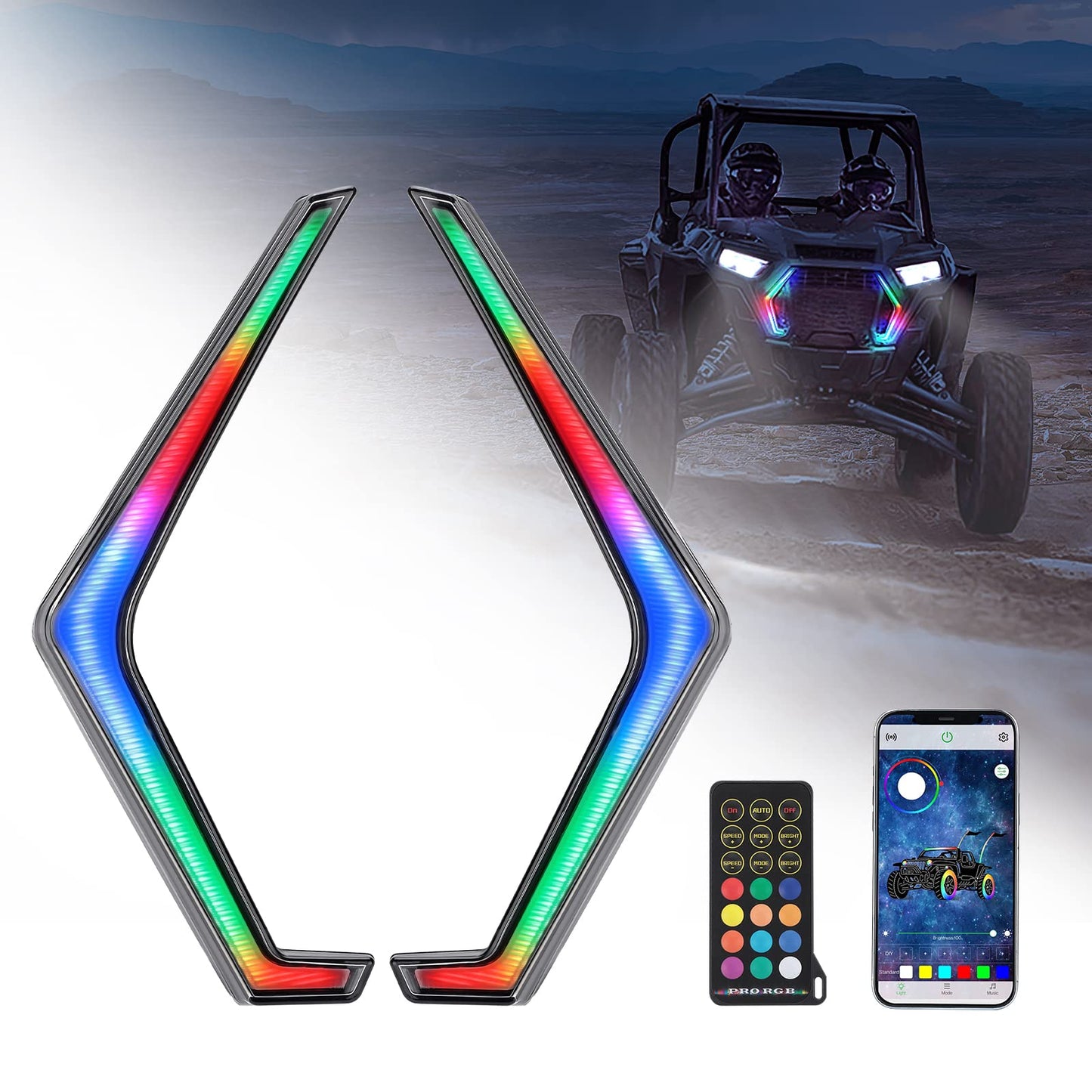 RGB Turn Signal Lights Fit Polaris RZR XP 1000 Turbo (2019-2022) - Kemimoto