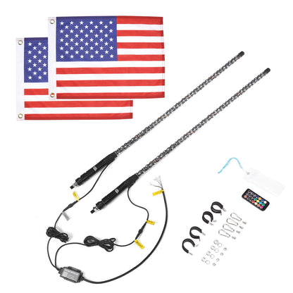 UTV 4FT RGB Spiral Whip Lights with a Free Spring Base - Kemimoto