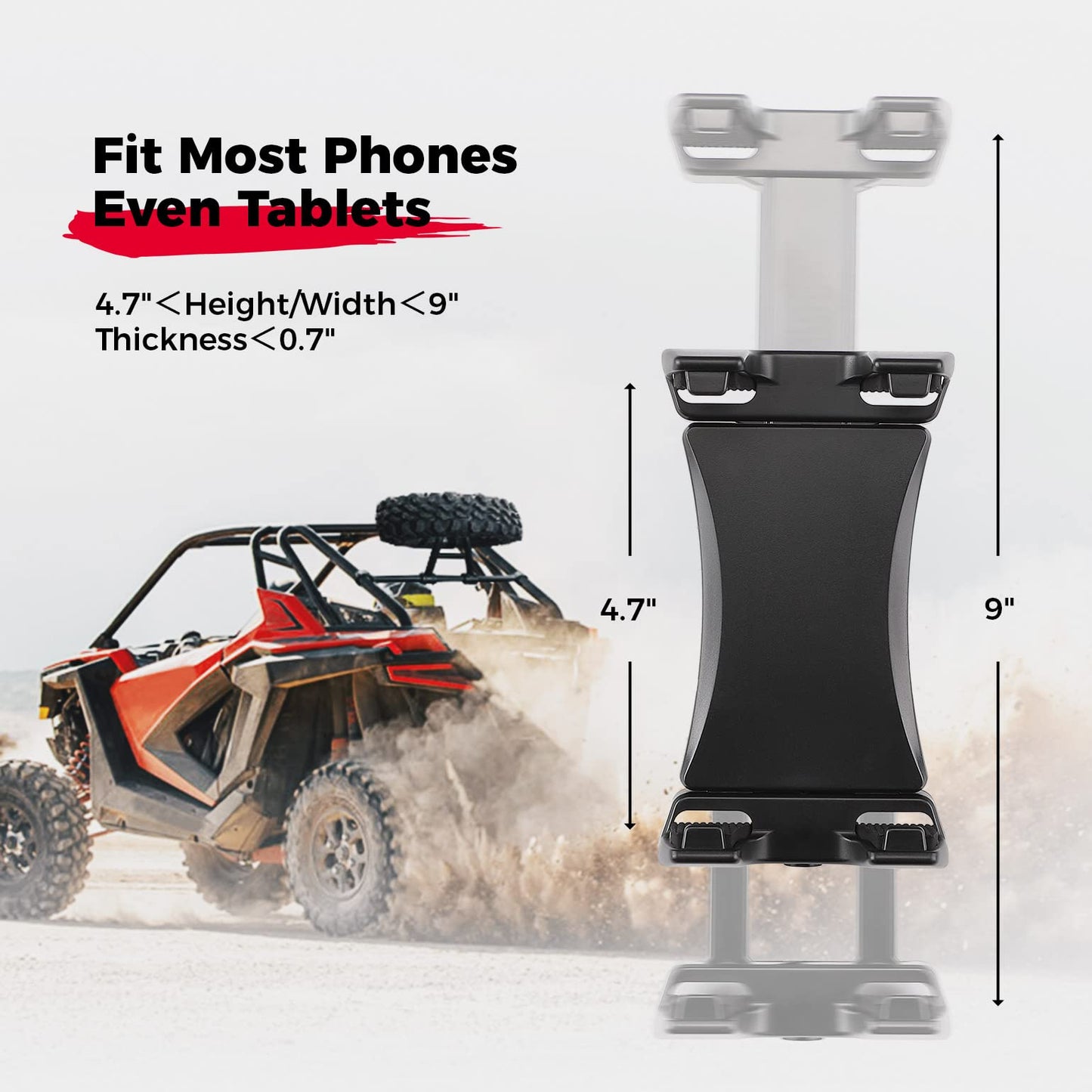 Universal Phone Holder 360Â°Adjustable with Button Lock For 0.6-1.25"/1.5-1.75" Roll Bar - Kemimoto