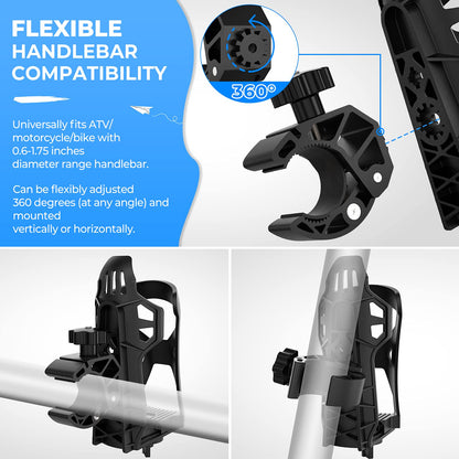 Upgraded Drink Holder Bike Water Bottle Holder Speaker Mount with 0.6â€?1.75â€?Metal Clamp - Kemimoto