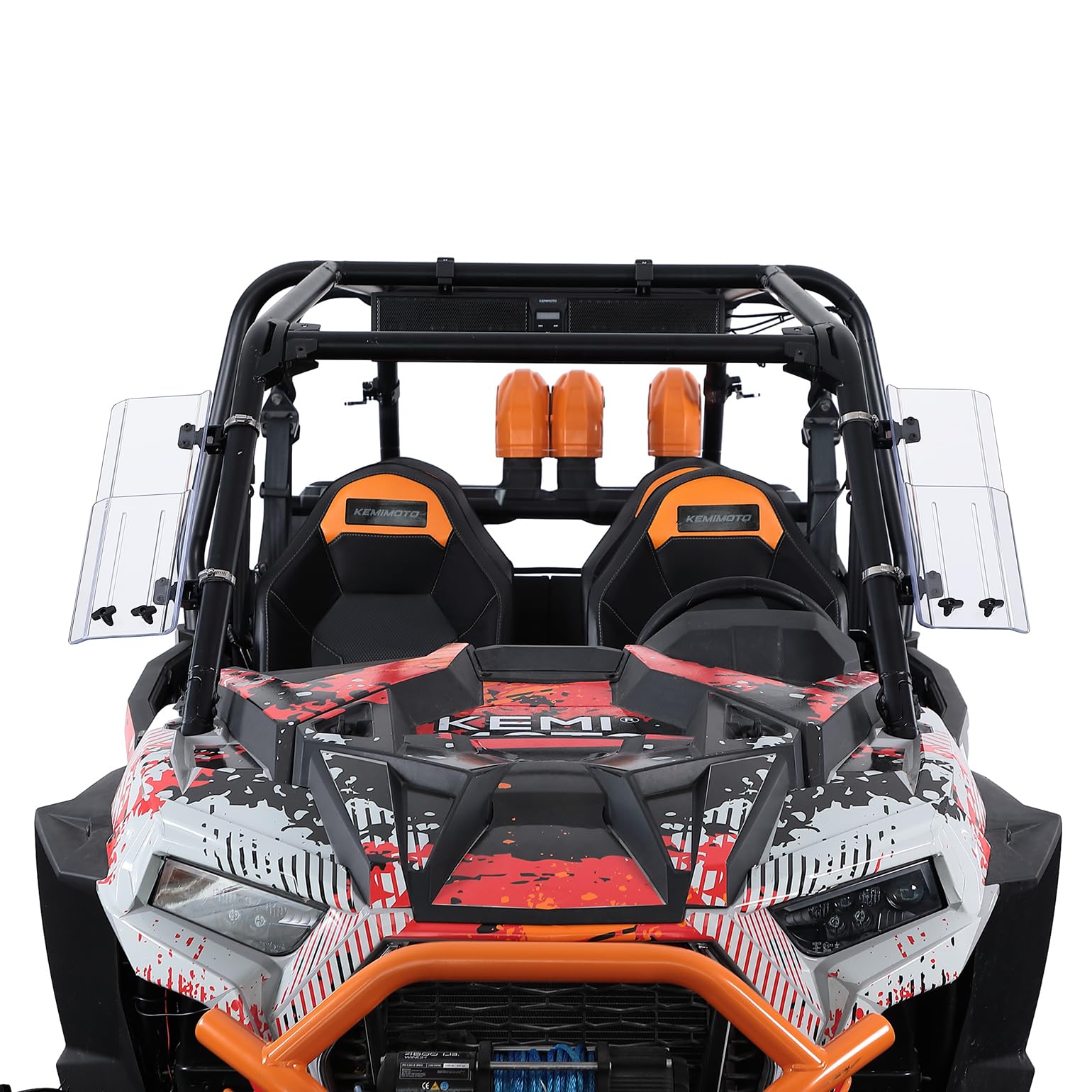 2PCS UTV Side Wind Deflectors for Can-Am / Polaris fit 1.5-2.2 inch Roll Bar - Kemimoto