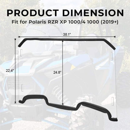 Polaris RZR Front Full Windshield with 4 Black Clamps - Kemimoto