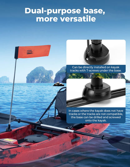 Kemimoto Orange Boat Flag, Kayak Flag with Storage Bag - Kemimoto