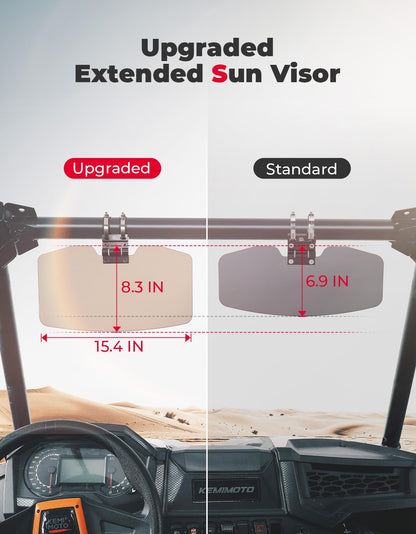 Oversized Upgraded UTV Sun Visor Mirror for 1.5â€?2â€?Roll Bars - Kemimoto