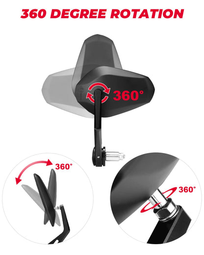 Motorcycle 360 Degrees Ball-Type Adjustment Handlebar Mirrors - Kemimoto