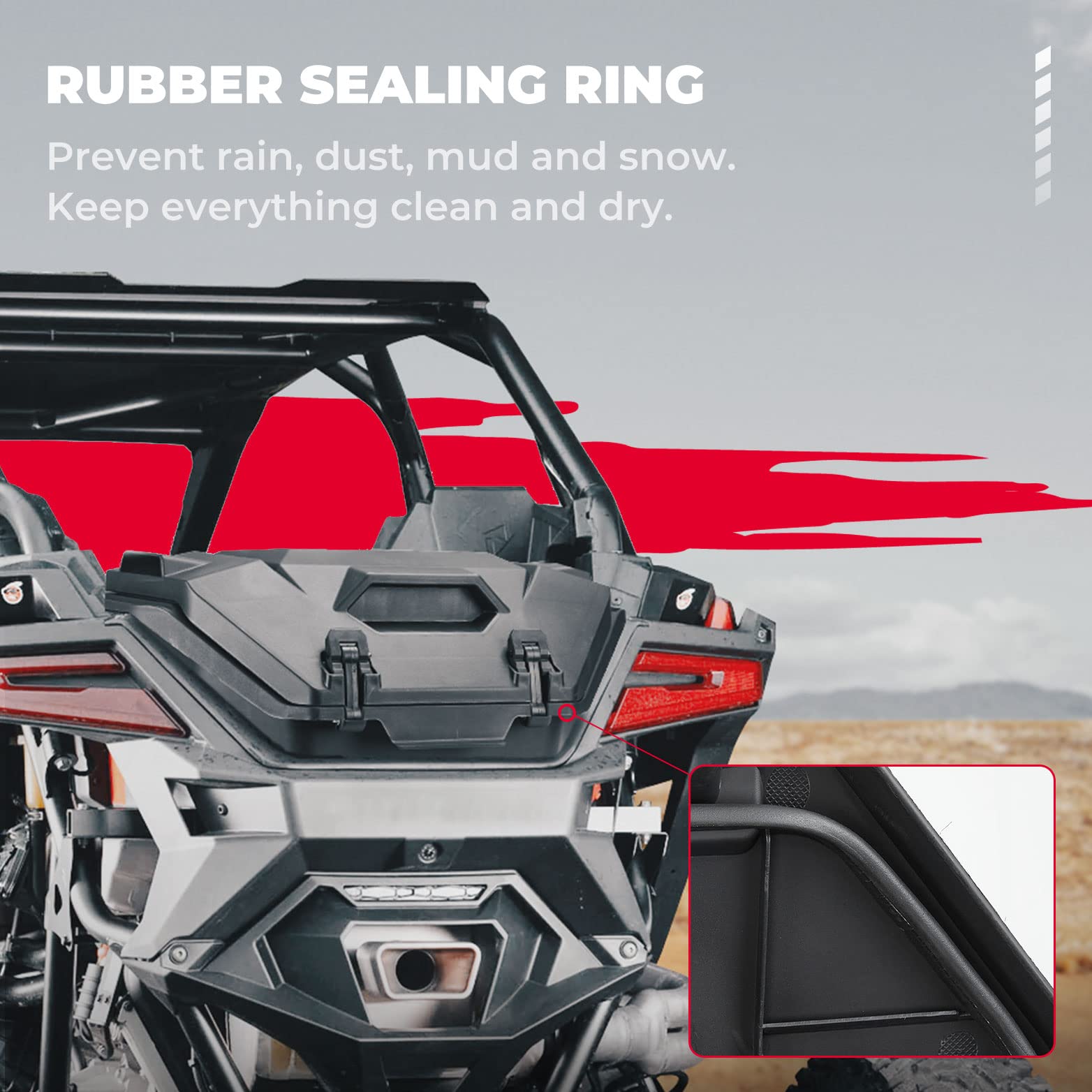 36L Rear Cargo Box with Two Lockable Latches Fit Polaris RZR PRO R - Kemimoto