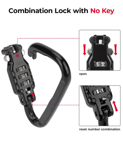 Motorcycle Helmet Lock Combination Lock with Cable Orange - Kemimoto