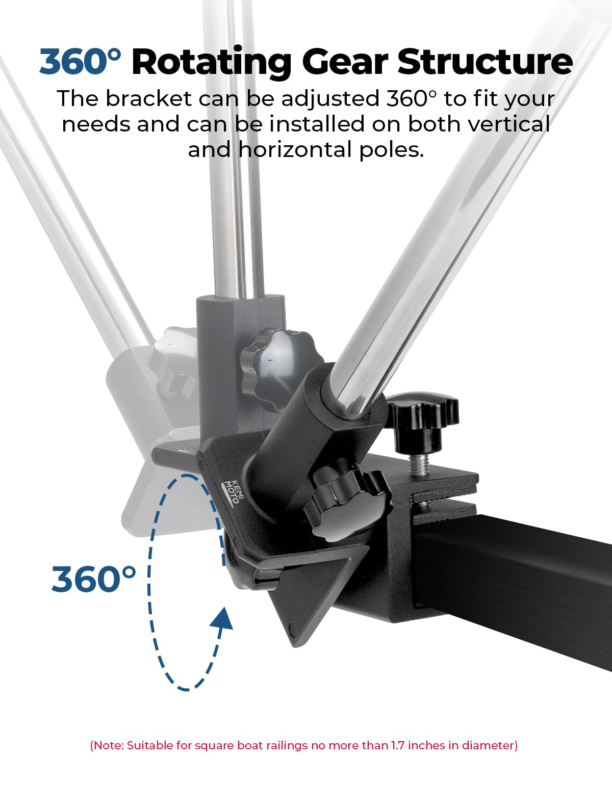 360Â° Adjustable Boat Rear Mirror with Telescoping Pole 4.5"x8" - Kemimoto