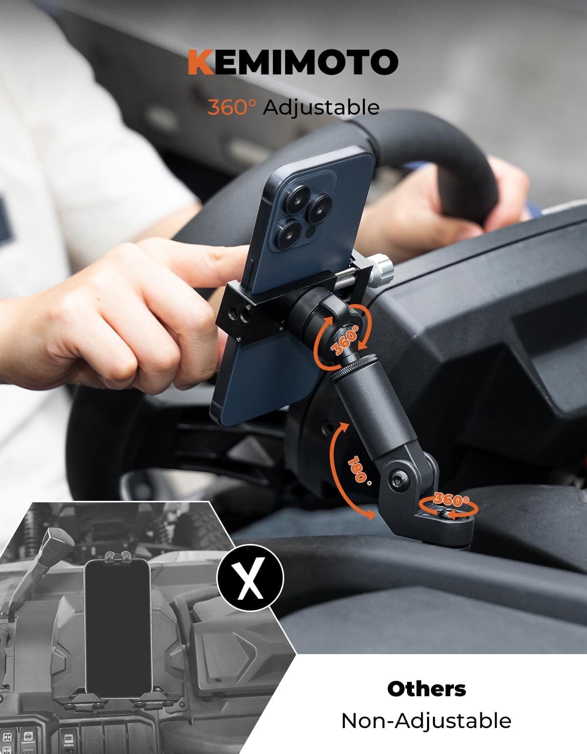 360Â° Adjustable CNC Phone Mount for Can-Am Maverick X3/MAX - Kemimoto