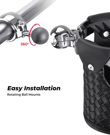 Harley Motorcycle Handlebar Leather Cup Holders - Kemimoto