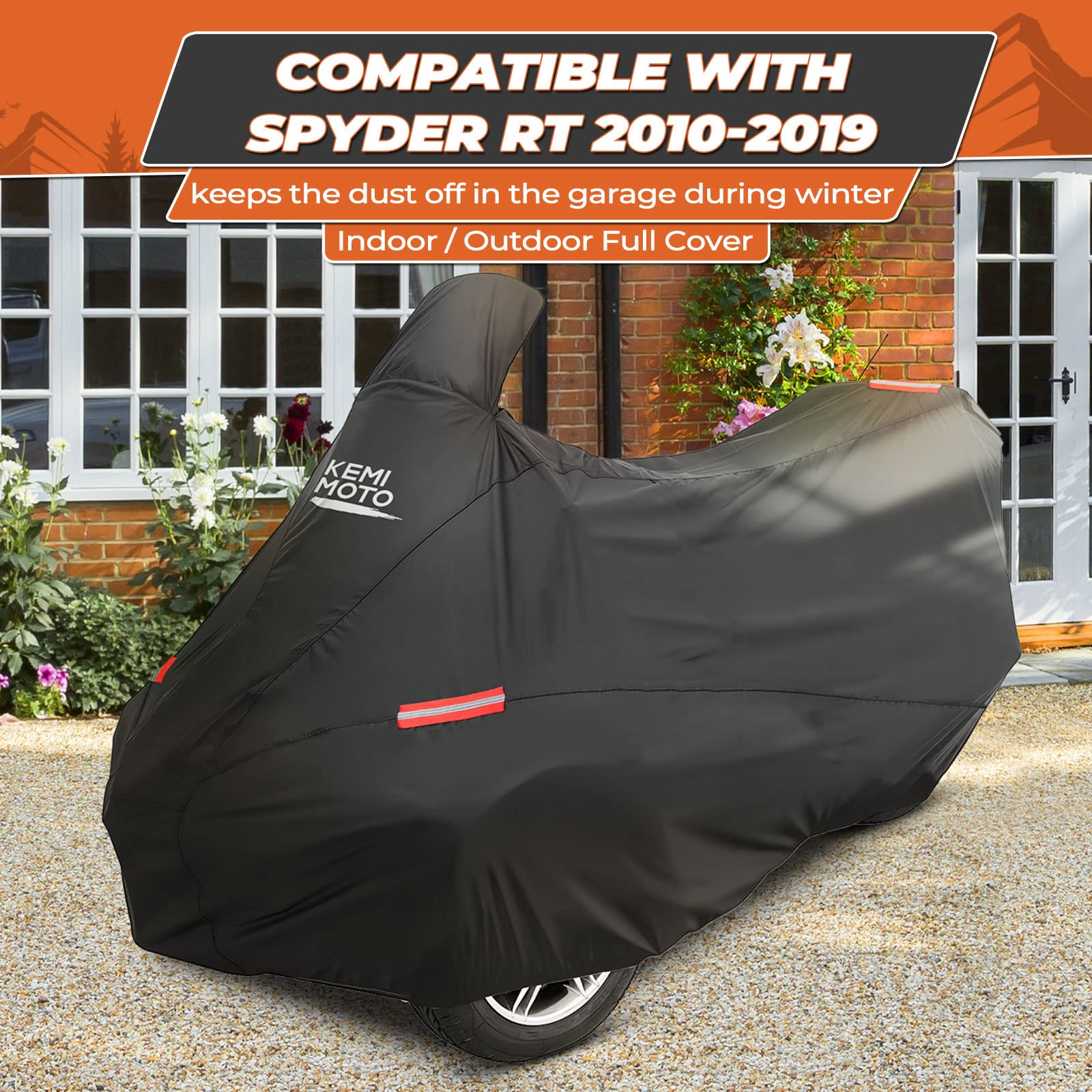 Full Cover  with Reflective Strips Fit Can-Am Spyder RT - Kemimoto