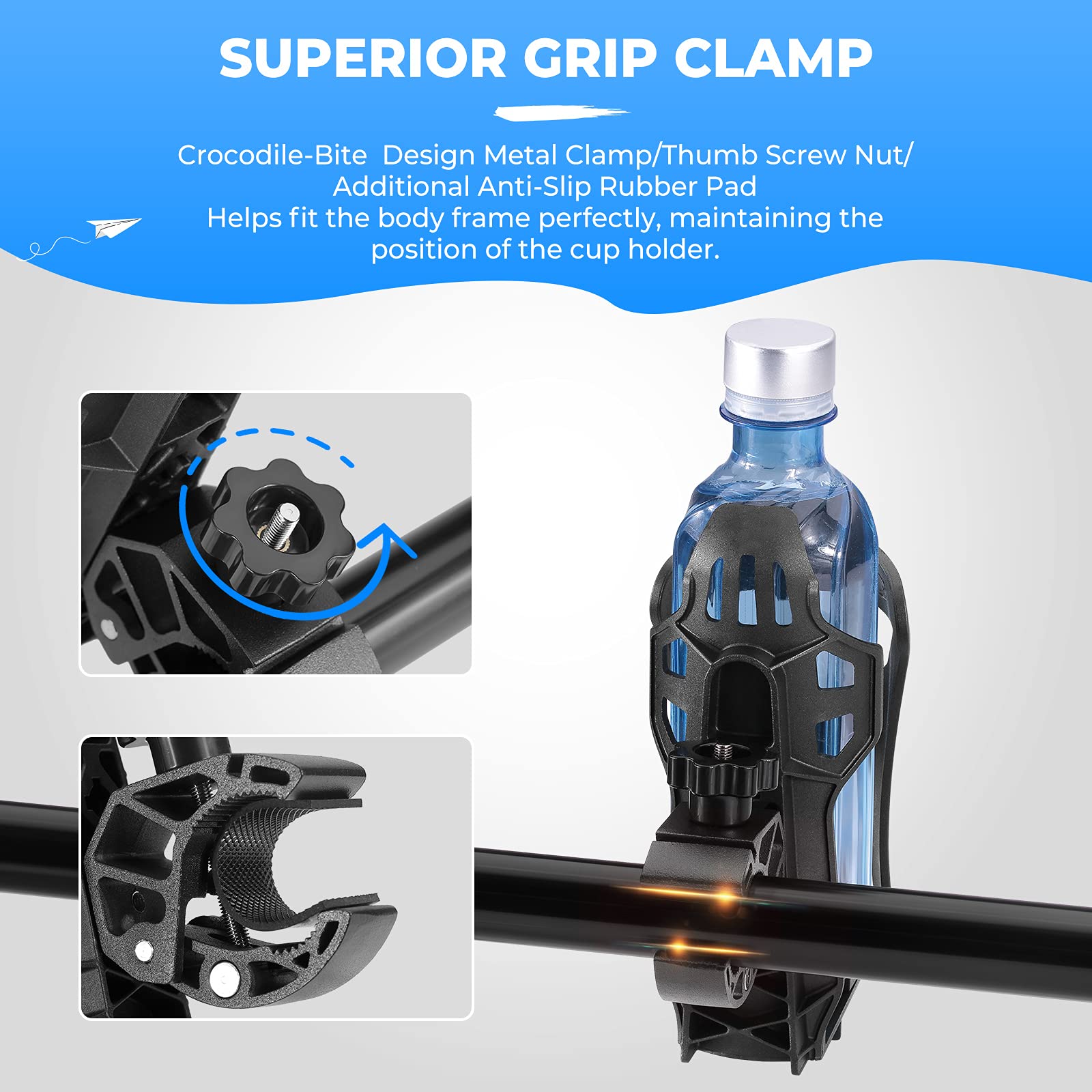 Upgraded Drink Holder Bike Water Bottle Holder Speaker Mount with 0.6â€?1.75â€?Metal Clamp - Kemimoto
