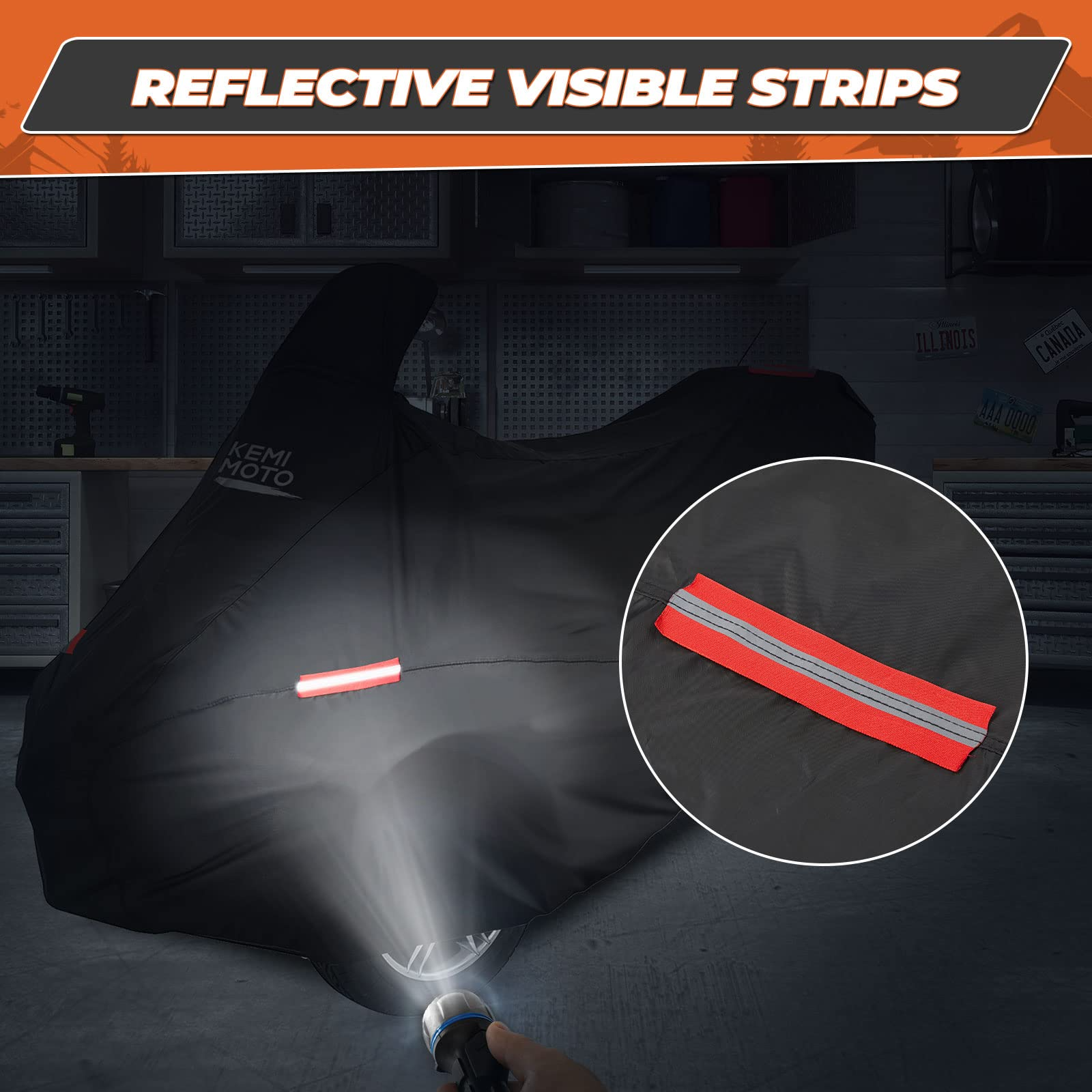 Full Cover  with Reflective Strips Fit Can-Am Spyder RT - Kemimoto