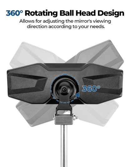 360Â° Adjustable Boat Rear Mirror with Telescoping Pole 4.5"x8" - Kemimoto