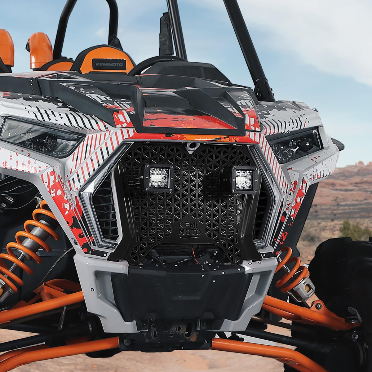 UTV Metal Front Grill Light for Polaris RZR XP 1000/Turbo - Kemimoto