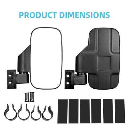 UTV 360 Degree Adjustable RZR Side Mirrors with 1.75" -2" Roll Bar Cage - Kemimoto