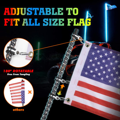 4FT Spiral Whip Light with RF Remote Control, 366 colors, 2 pcs - Kemimoto