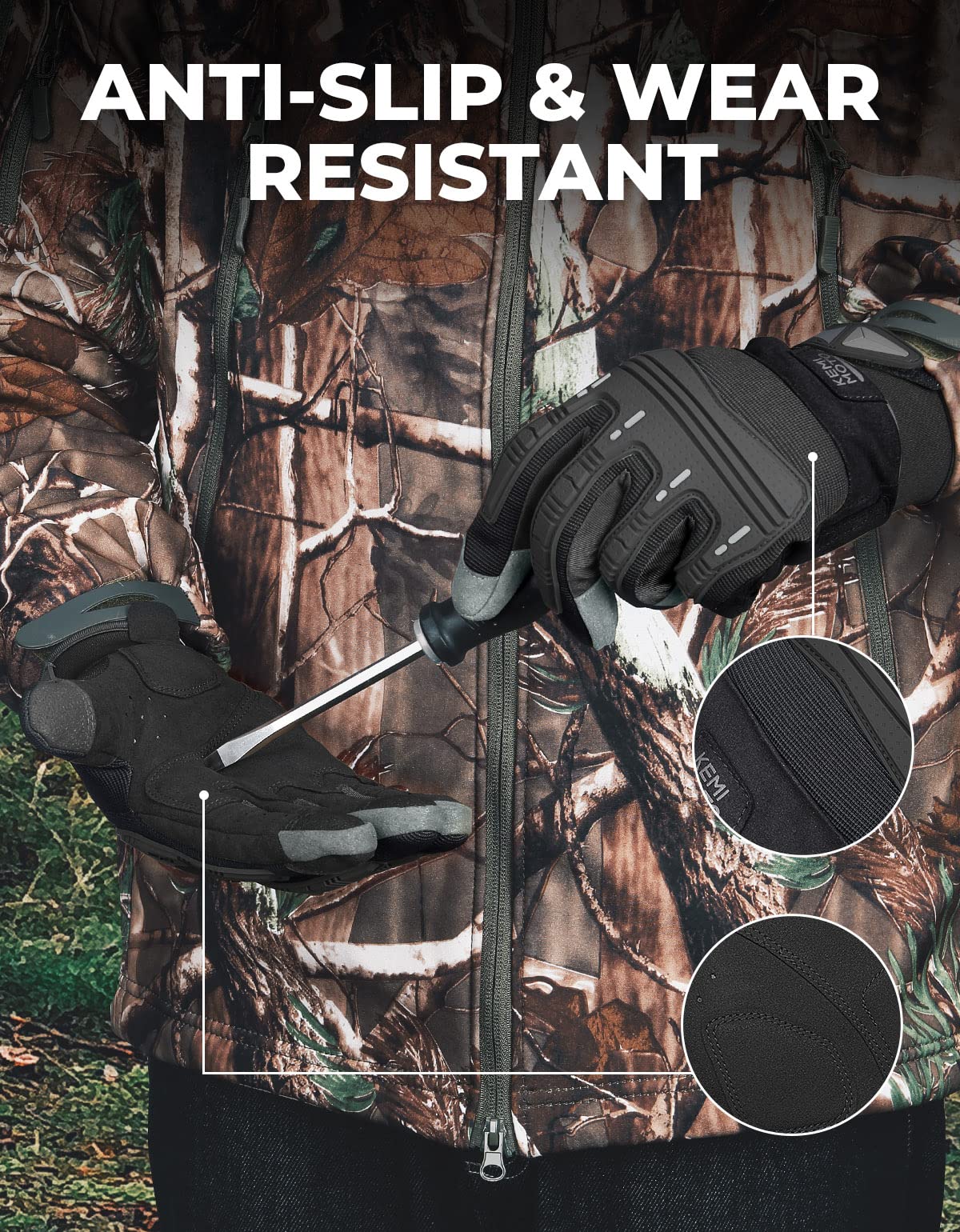 Motorcycle Touchscreen Gloves with Rubber Guard - Kemimoto