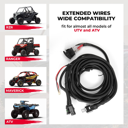 ATV UTV Fan Override Switch Kit with Relay LED Rocker Switch, Engine Cooling Wiring Accessories - Kemimoto