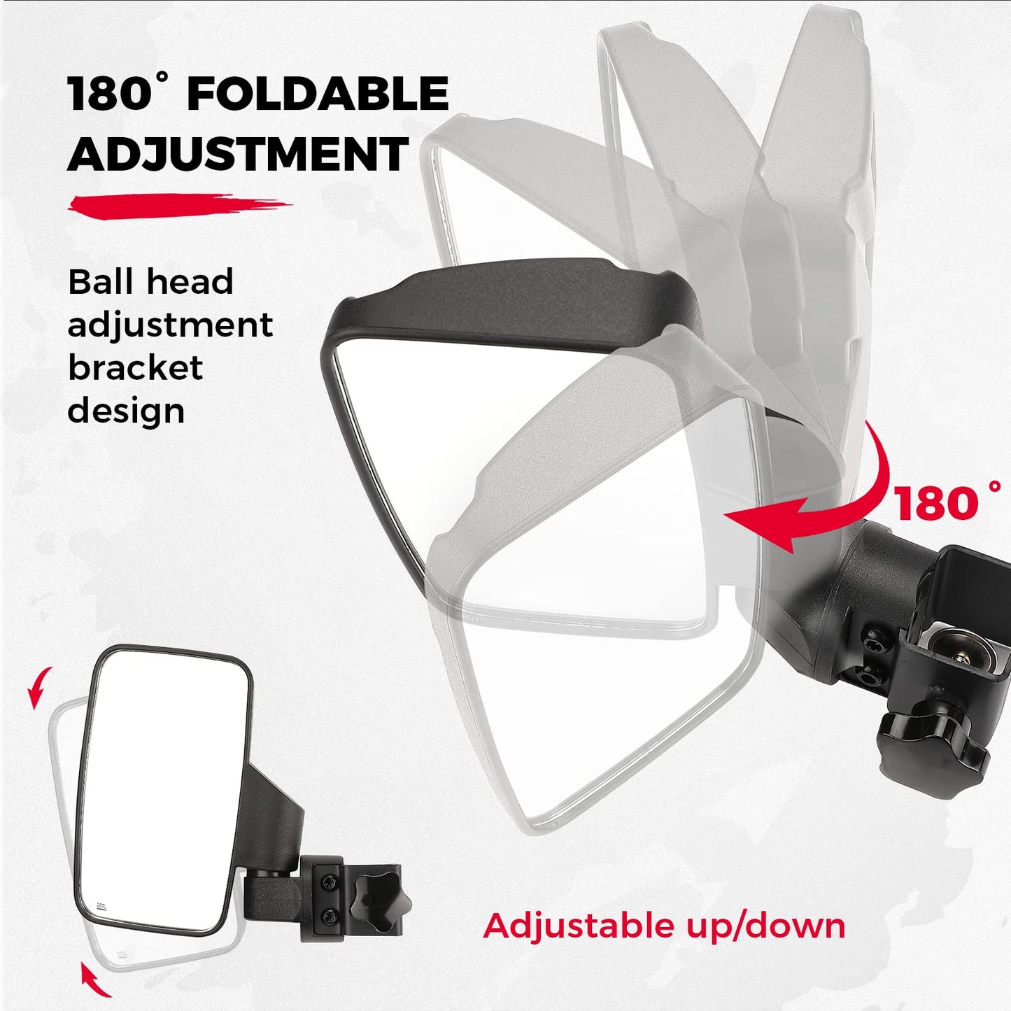 No-Drilling Required Golf Cart Side Mirrors for 0.75"-1.25" Square Rail - Kemimoto