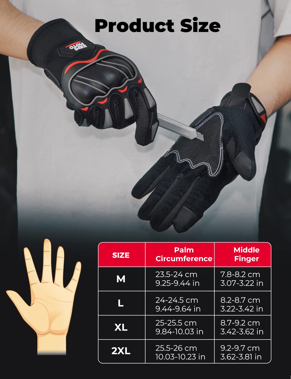 Motorcycle Touchscreen Riding Gloves with Hard Knuckle - Kemimoto