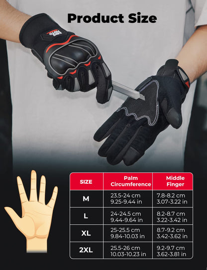 Motorcycle Touchscreen Riding Gloves with Hard Knuckle - Kemimoto