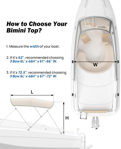 4 Bow Bimini Top Foldable 67''-96'' Width - Kemimoto