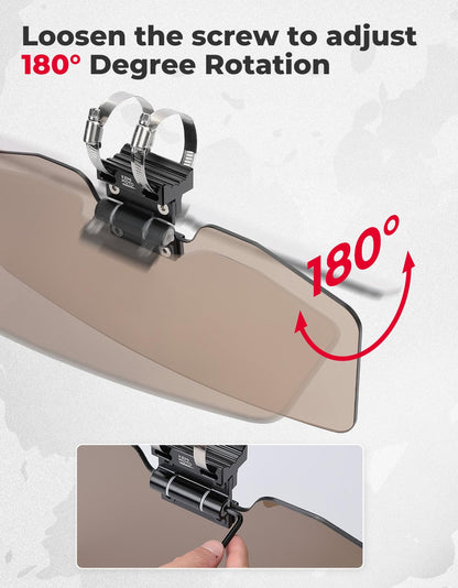 Oversized Upgraded UTV Sun Visor Mirror for 1.5â€?2â€?Roll Bars - Kemimoto