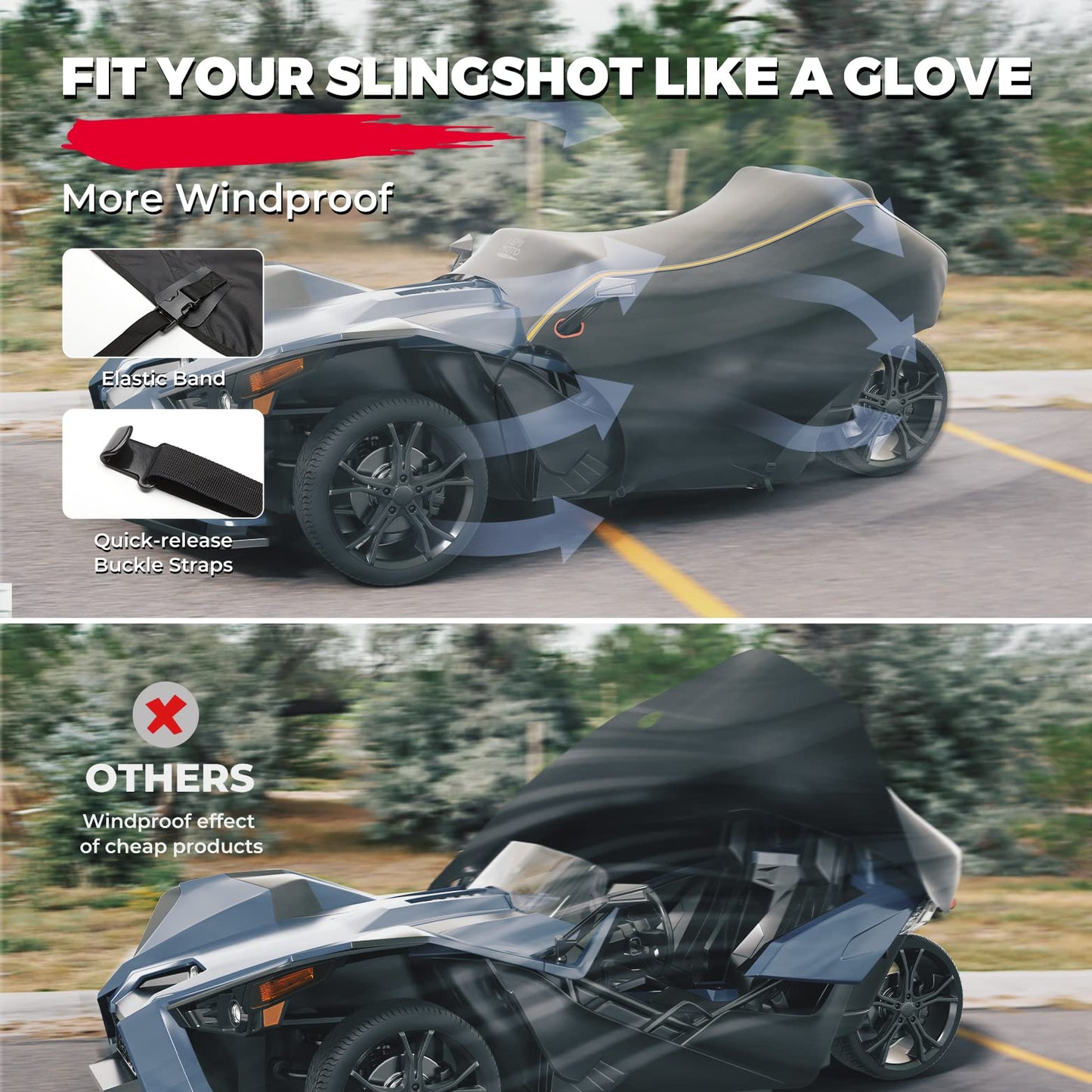 Half Cover Cockpit Cover Compatible with Polaris Slingshot - Kemimoto