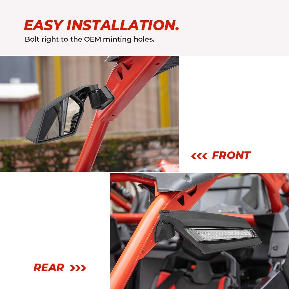 Side Mirrors with Turn Signal Light for Can-Am Maverick X3