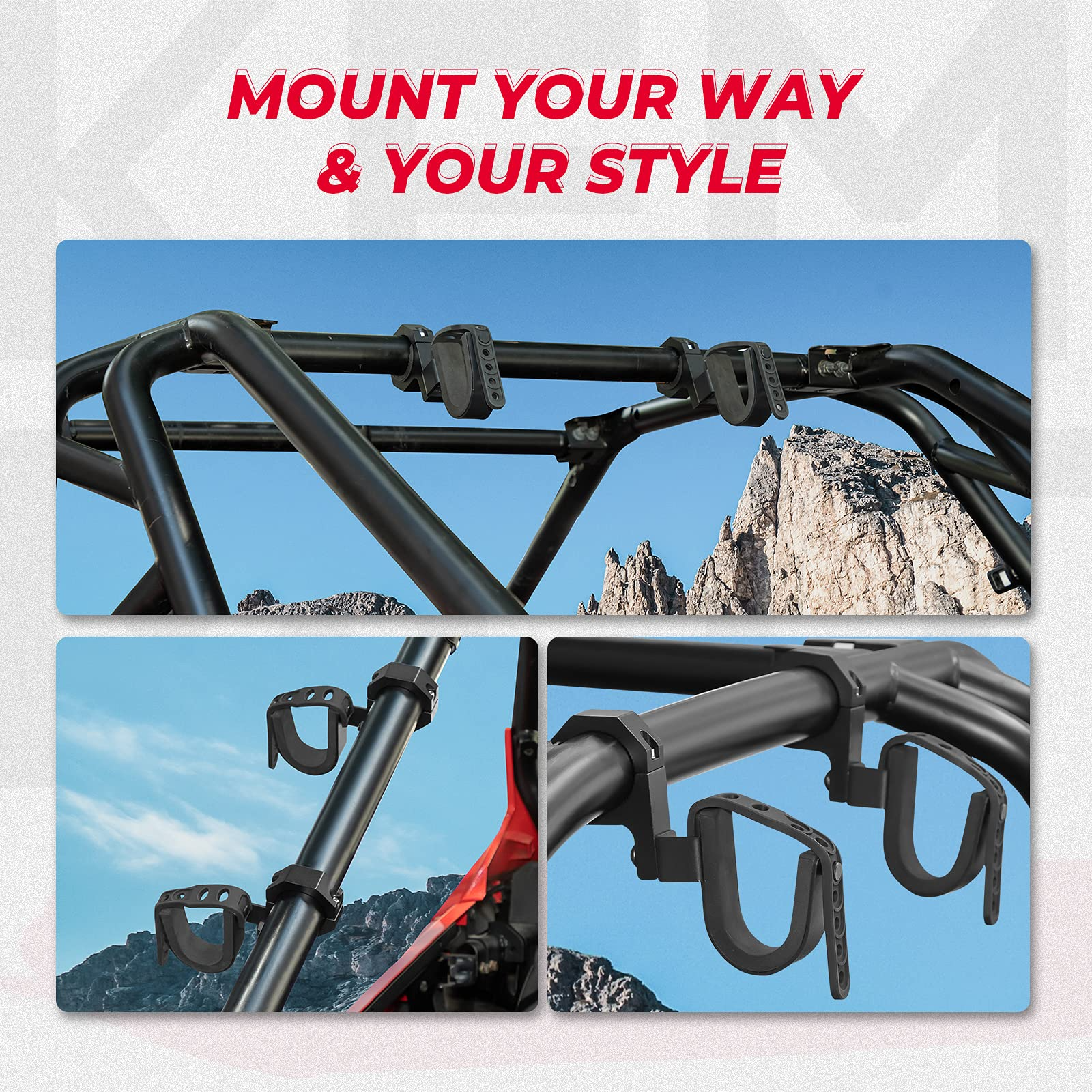 UTV Shotgun Holder, Fits for 1.75â€?2â€?Roll Bars Ski Rack Bow Rack(2 pieces) - Kemimoto