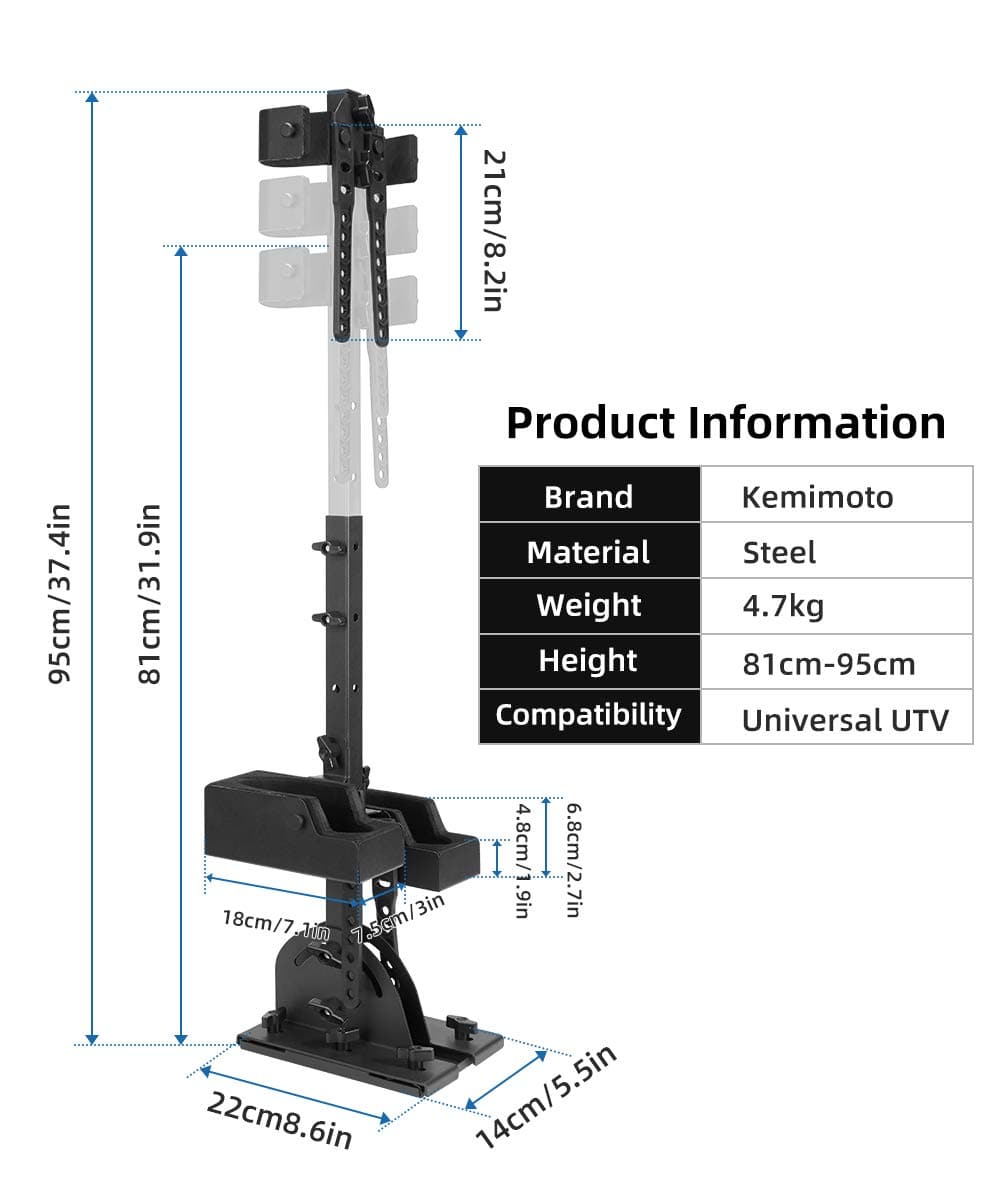 UTV Shotgun Holder, Floor Vertical Mount Holder - Kemimoto