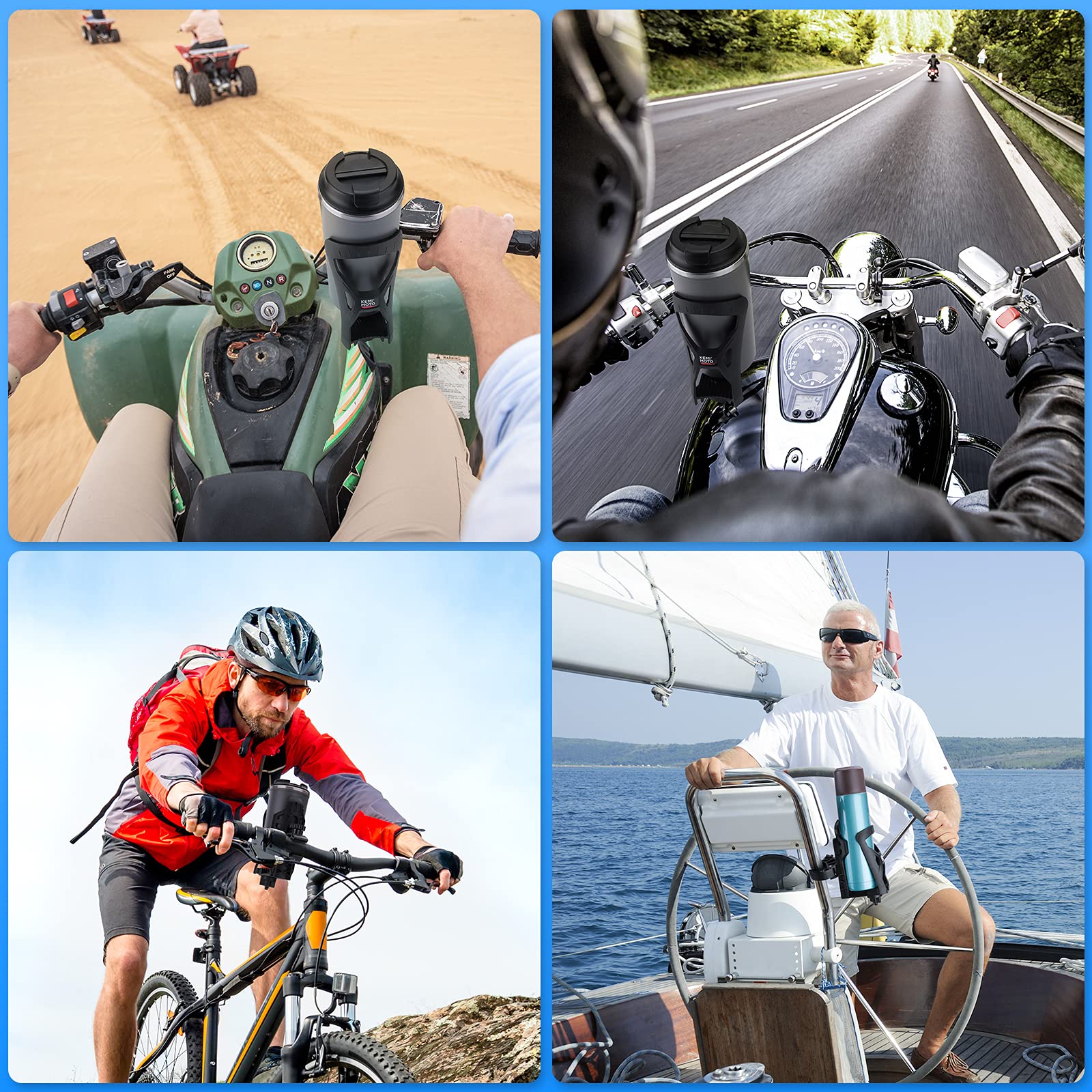 Upgraded Drink Holder Bike Water Bottle Holder Speaker Mount with 0.6â€?1.75â€?Metal Clamp - Kemimoto