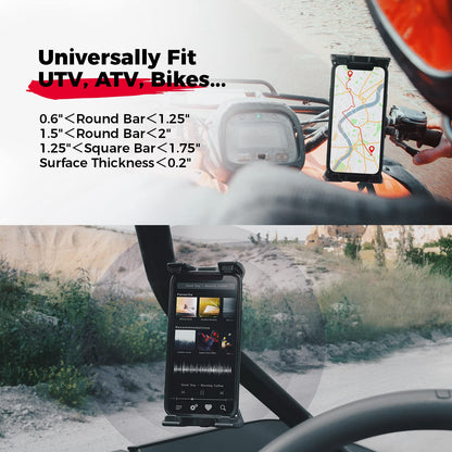 Universal Phone Holder 360Â°Adjustable with Button Lock For 0.6-1.25"/1.5-1.75" Roll Bar - Kemimoto